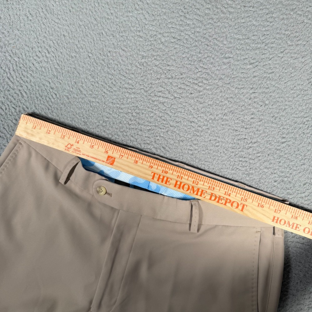 Peter Millar Pants Mens 35 (Fits 35x28) Khaki Tan Flat Front Performance Golf - Picture 7 of 10